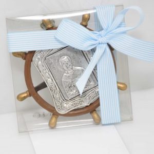 Ship steering wheel christening favorShip steering wheel christening favor