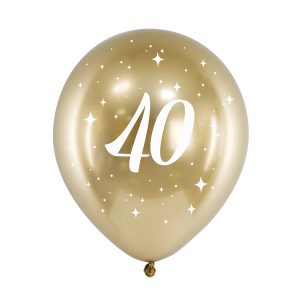 Glossy Balloons 30cm, 40, gold (1 pkt / 6 pc.)