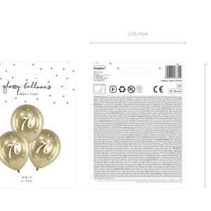 Glossy Balloons 30cm, 70, gold (1 pkt / 6 pc.)