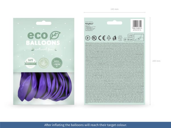 Eco Balloons 26cm metallic, violet (1 pkt / 10 pc.)