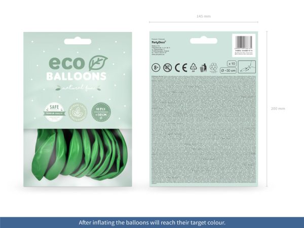 Eco Balloons 26cm metallic, green grass (1 pkt / 10 pc.)