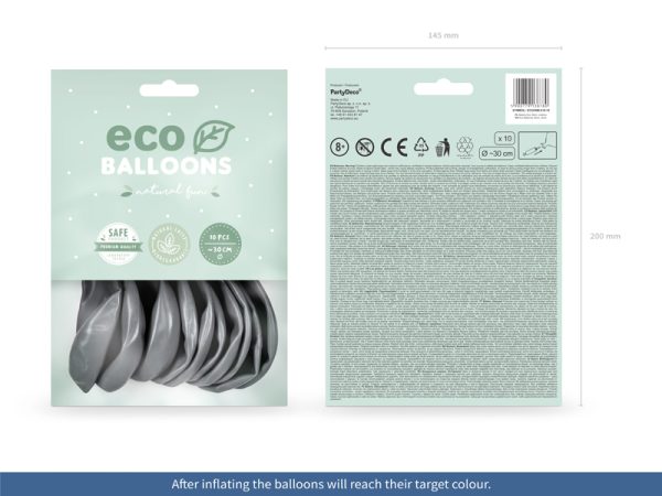 Eco Balloons 30cm metallic, silver (1 pkt / 10 pc.)