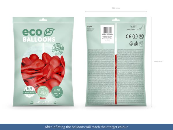 Eco Balloons 30cm pastel, red (1 pkt / 100 pc.)