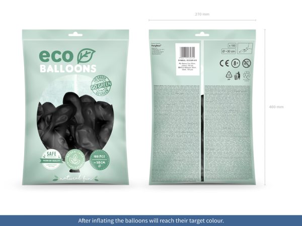 Eco Balloons 30cm pastel, black (1 pkt / 100 pc.)