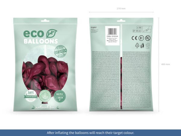 Eco Balloons 30cm pastel, deep red (1 pkt / 100 pc.)