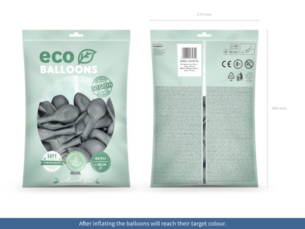 Eco Balloons 30cm pastel, grey (1 pkt / 100 pc.)