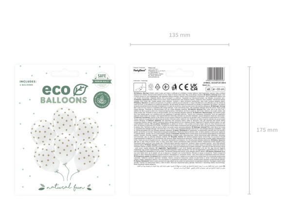 Pastel Eco Balloons 33 cm, Stars, white (1 pkt / 6 pc.)