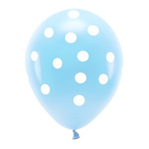 Pastel Eco Balloons 33 cm, Dots, sky-blue (1 pkt / 6 pc.)