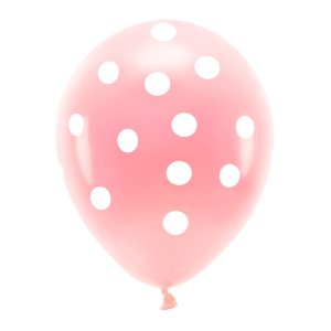 Pastel Eco Balloons 33 cm, Dots, light pink (1 pkt / 6 pc.)