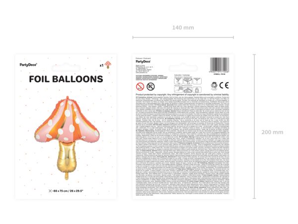Foil balloon Mushroom, 66x75cm, mix