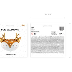 Foil Balloon Deer, 73x64cm, mix