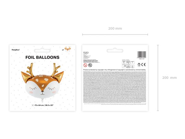Foil Balloon Deer, 73x64cm, mix