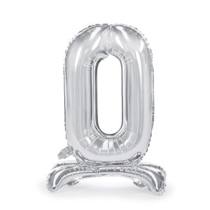 Standing foil balloon Number ''0'', 70cm, silver