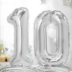 Standing foil balloon Number ''0'', 70cm, silver