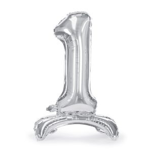 Standing foil balloon Number ''1'', 70cm, silver