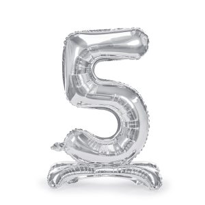 Standing foil balloon Number ''5'', 70cm, silver