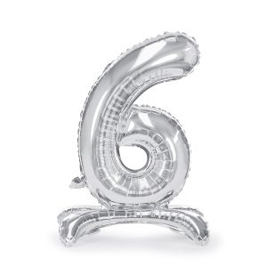 Standing foil balloon Number ''6'', 70cm, silver