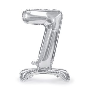Standing foil balloon Number ''7'', 70cm, silver