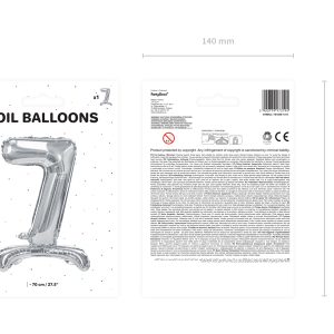 Standing foil balloon Number ''7'', 70cm, silver
