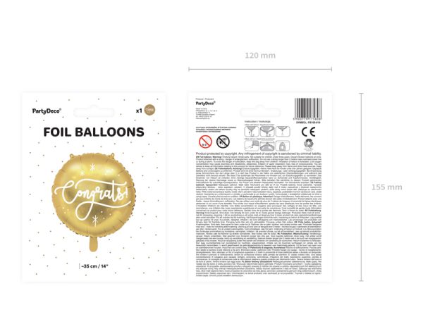 Foil balloon Congrats!, 35cm, gold