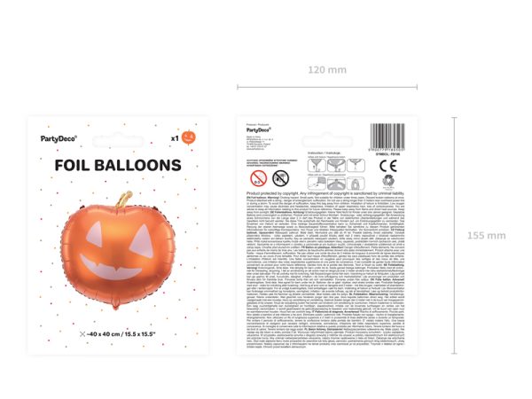 Foil balloon Pumpkin, 40x40cm, mix
