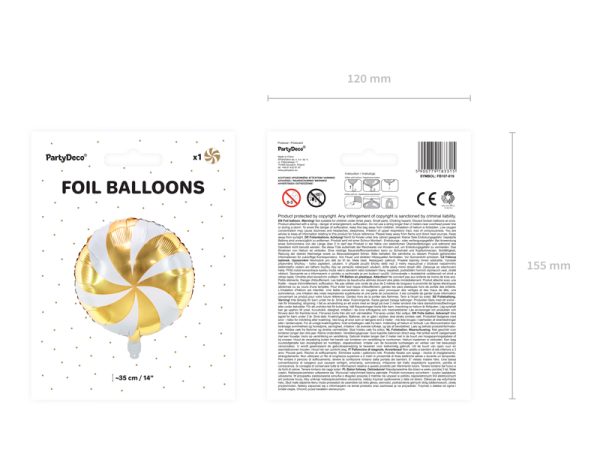 Foil balloon Candy, 35cm, gold