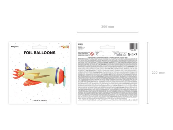 Foil balloon Plane, 91x39cm, mix
