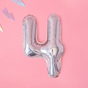 Foil Balloon Number ''4'', 35cm, holographic