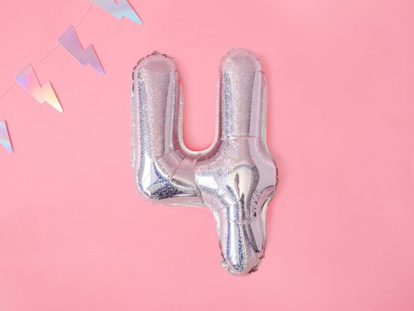 Foil Balloon Number ''4'', 35cm, holographic