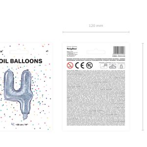 Foil Balloon Number ''4'', 35cm, holographic