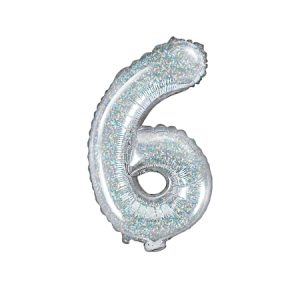 Foil Balloon Number ''6'', 35cm, holographic