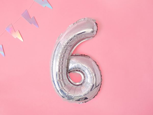 Foil Balloon Number ''6'', 35cm, holographic