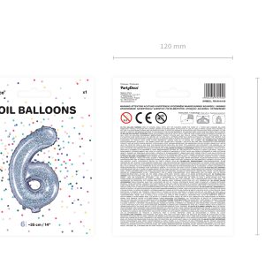Foil Balloon Number ''6'', 35cm, holographic
