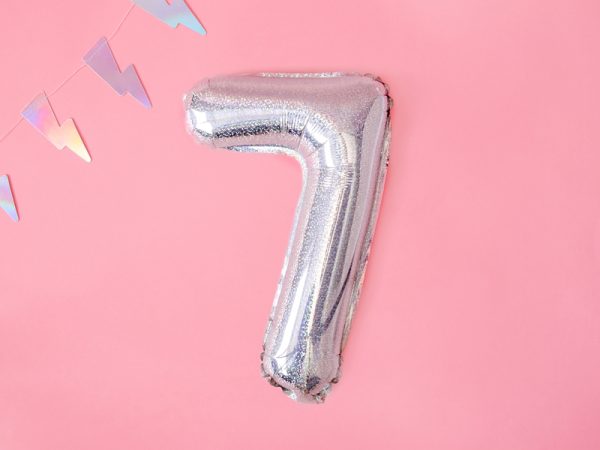 Foil Balloon Number ''7'', 35cm, holographic