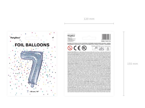 Foil Balloon Number ''7'', 35cm, holographic