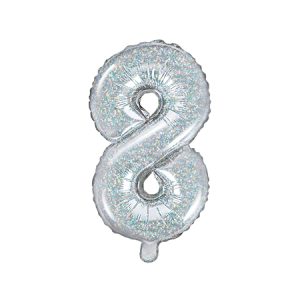 Foil Balloon Number ''8'', 35cm, holographic
