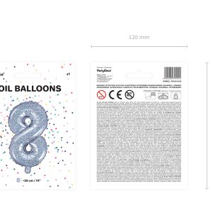 Foil Balloon Number ''8'', 35cm, holographic