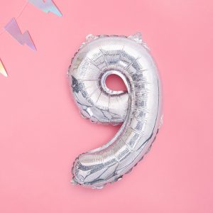 Foil Balloon Number ''9'', 35cm, holographic