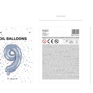 Foil Balloon Number ''9'', 35cm, holographic