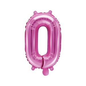 Foil Balloon Number ''0'', 35cm, dark pink