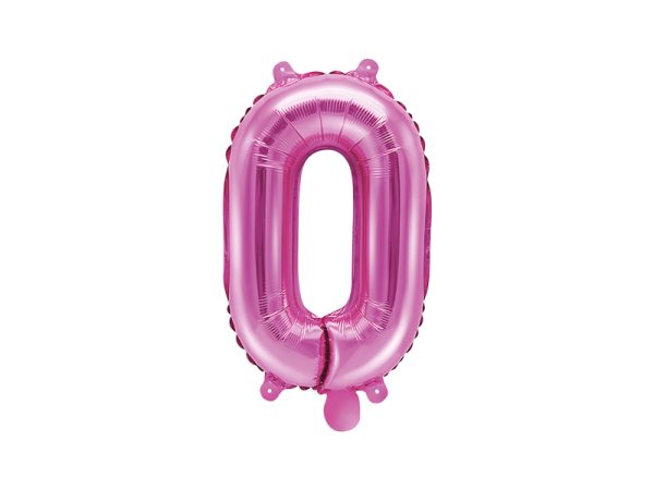 Foil Balloon Number ''0'', 35cm, dark pink