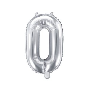 Foil Balloon Number ''0'', 35cm, silver