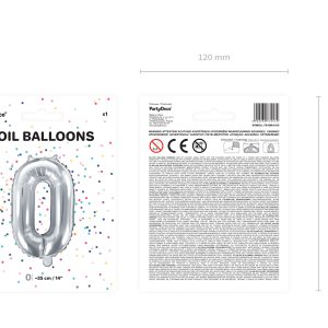 Foil Balloon Number ''0'', 35cm, silver