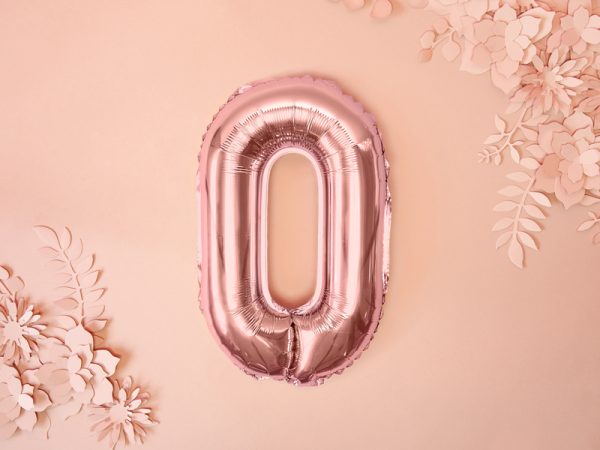 Foil Balloon Number ''0'', 35cm, rose gold