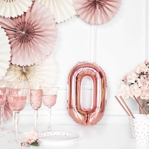 Foil Balloon Number ''0'', 35cm, rose gold