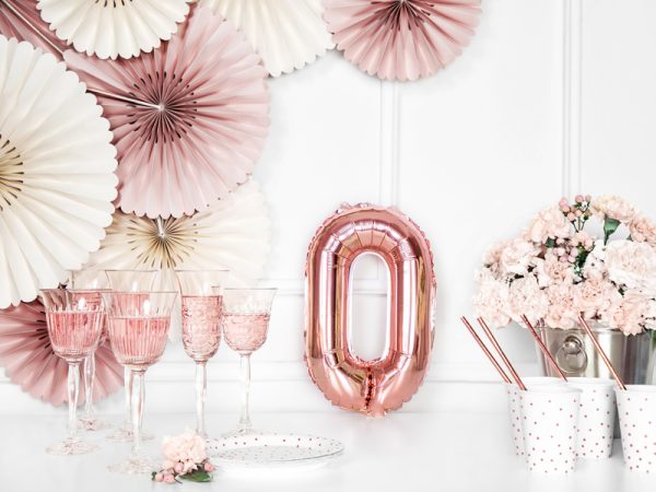 Foil Balloon Number ''0'', 35cm, rose gold