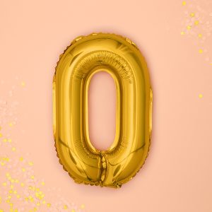 Foil Balloon Number ''0'', 35cm, gold