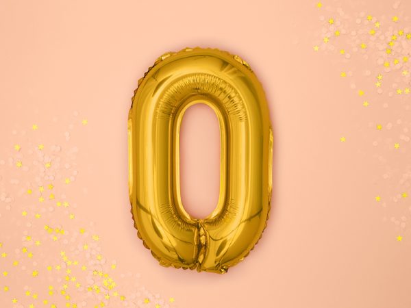 Foil Balloon Number ''0'', 35cm, gold