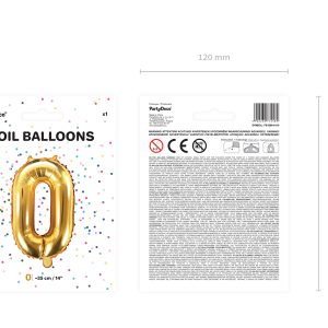 Foil Balloon Number ''0'', 35cm, gold