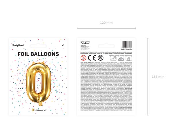 Foil Balloon Number ''0'', 35cm, gold